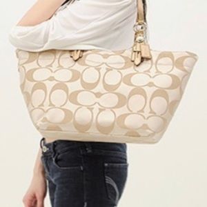 COACH Signature Sateen Hobo Shoulder Bag